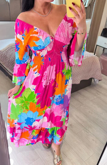 🔥Floral Print Ruffle Hem Maxi Dress🔥