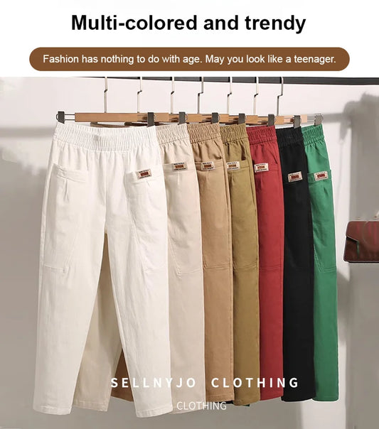 🔥50% OFF🔥Nice Gift-Women's Elastic Waist Cotton Pants