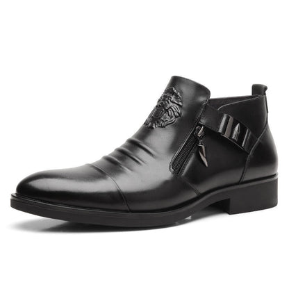 👞Free Shipping👞Men's Leather Ankle Boots with Double Side Zipper and Pointed Toe