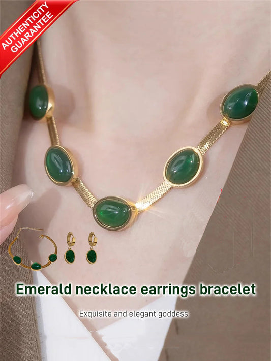 Emerald Necklace Earrings Bracelet💍