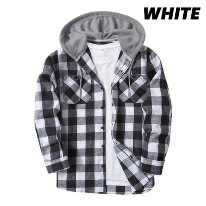 🔥50%OFF New Year Sale🔥Men's Versatile Hooded Plaid Flannel Shirt