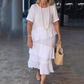 🌸Spring Specials💐 Women's Pleated Tiered Round Neck Solid Dress