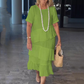 🌸Spring Specials💐 Women's Pleated Tiered Round Neck Solid Dress