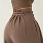 Women’s Solid Color High-Waist Straight-Leg Pants