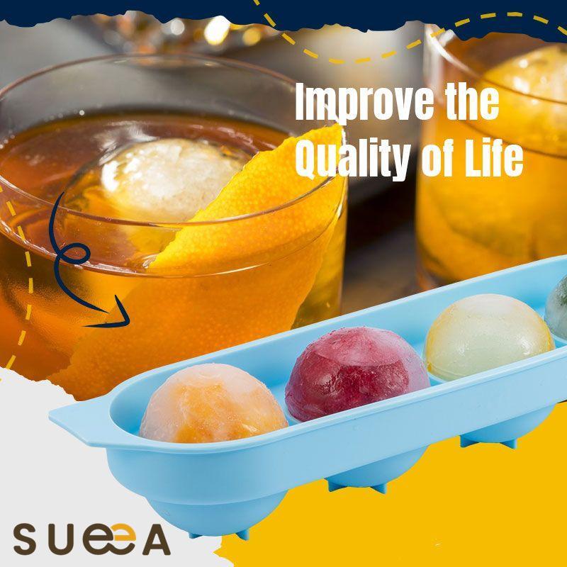 Sueea Silicone 4-Ball Ice Ball Maker Mold Ice Cube Mold-6