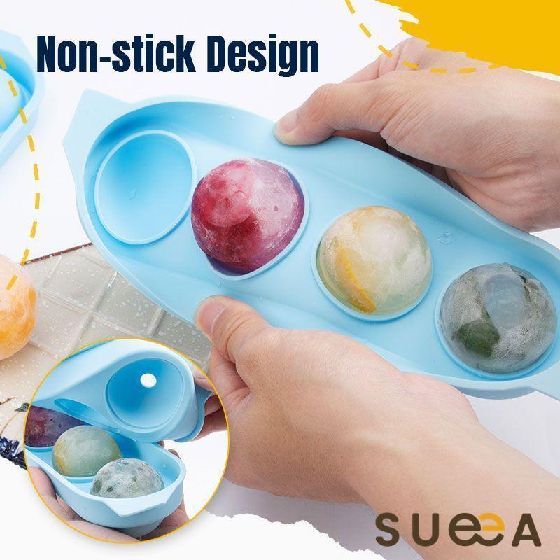 Sueea Silicone 4-Ball Ice Ball Maker Mold Ice Cube Mold-4