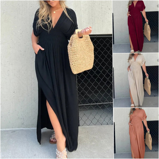 🔥2024 HOT SALE💃 V-NECK EFFORTLESS MAXI LONG DRESS