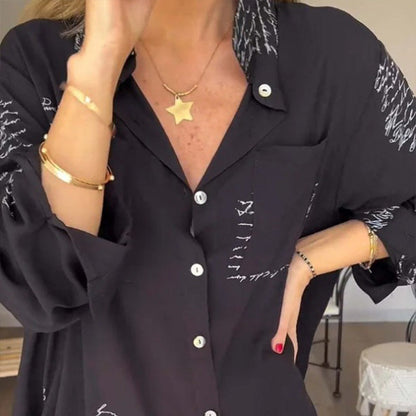 🎁Hot Sale 50% OFF⏳Women's Long Sleeve Print Fashion Lapel Shirt